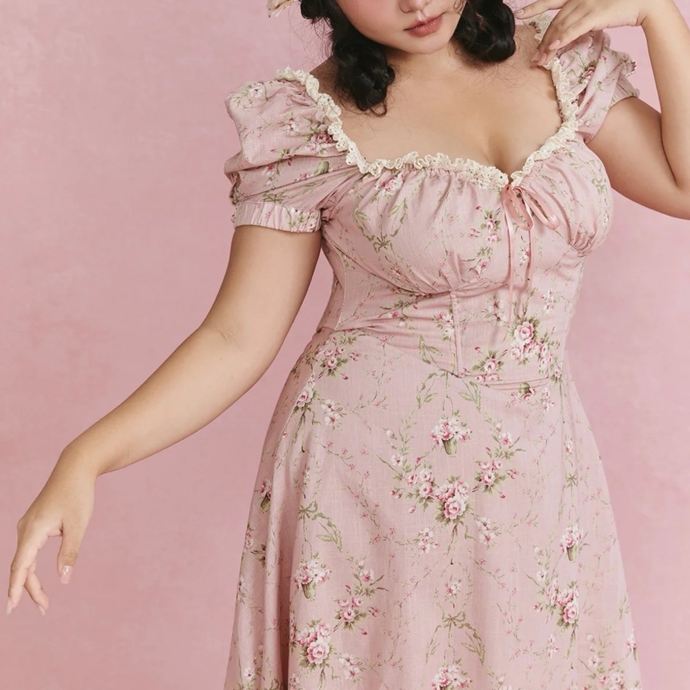 NWOT Lacemade Pink Roses Rosa Rubus Story Corset Dress Size 3XL - Picture 15 of 16
